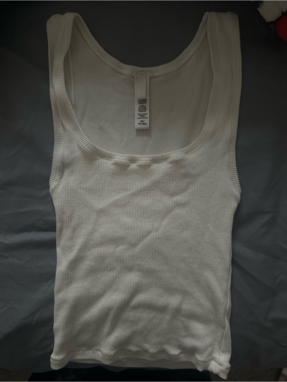 Skims White Ribbed Tank Top - Classic Women's Scoop Neck